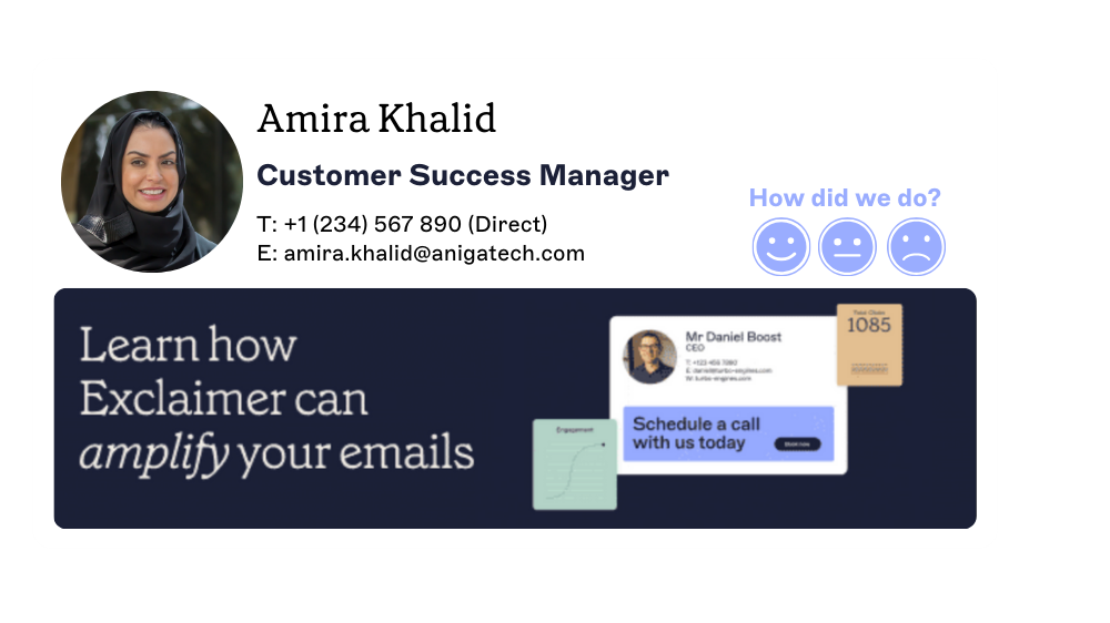customer success manager email signature with one click survey