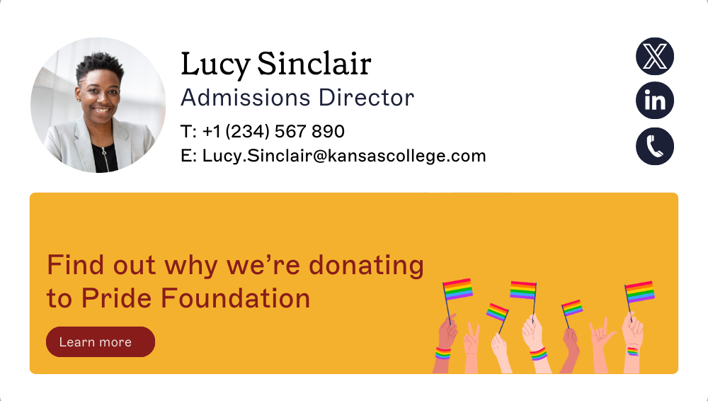 email banner highlighting why the company is donating to a charity