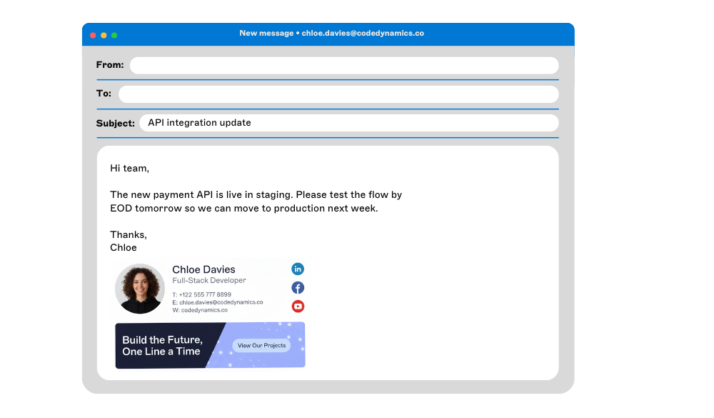 developer email signature marketing example