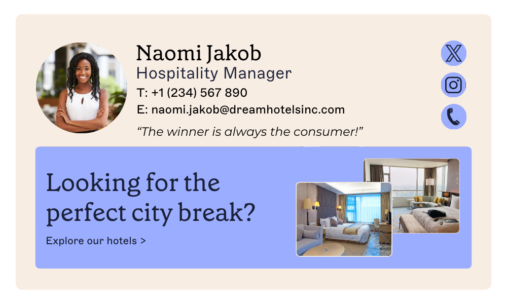 email signature layout with quote