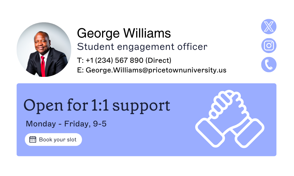 signature d'email de l'entreprise pour responsable de l'engagement des étudiants