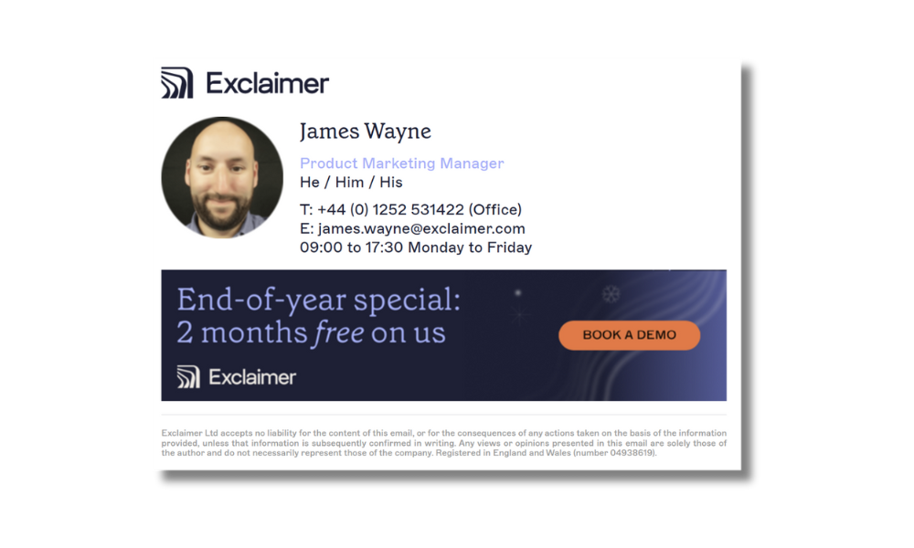 exclaimer seasonal email signature example