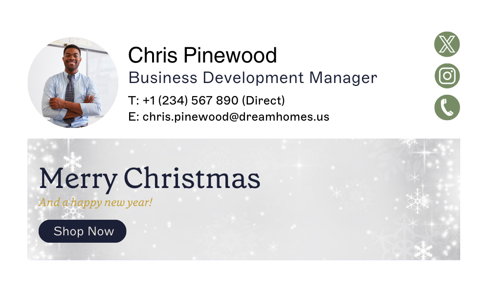 Festliche E-Mail-Signatur mit winterlichem Banner