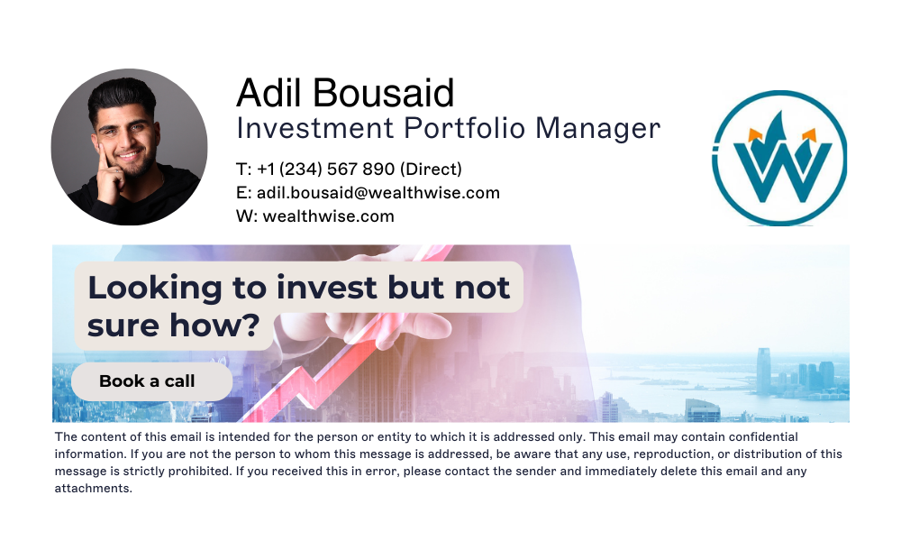 investment portfolio manager signature with email disclaimer
