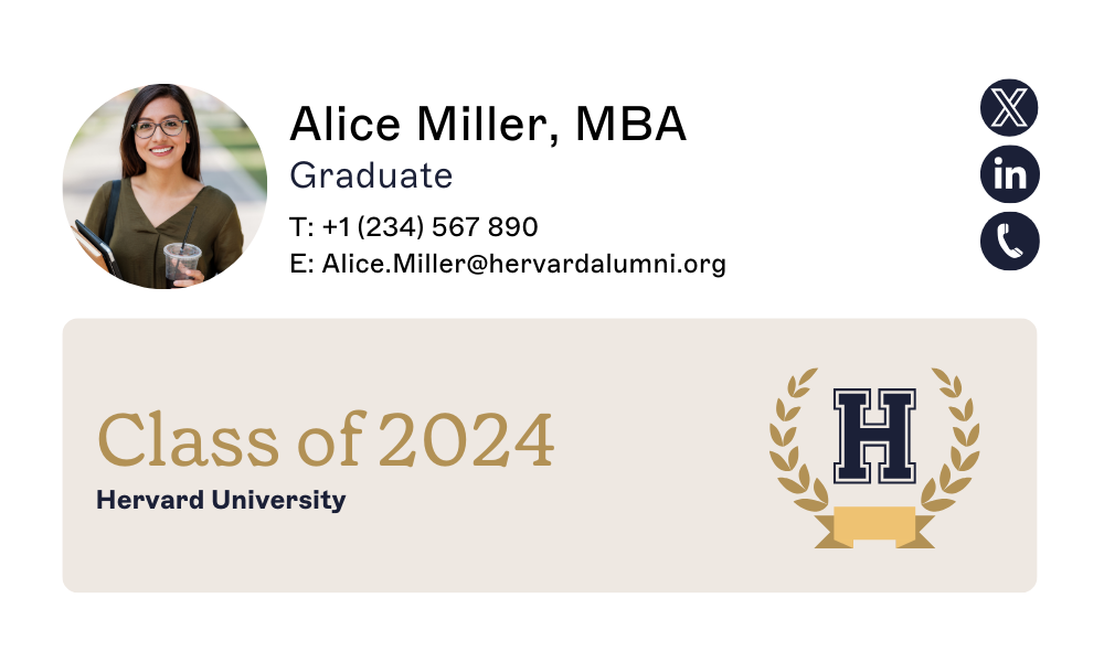 student email signature for MBA graduate