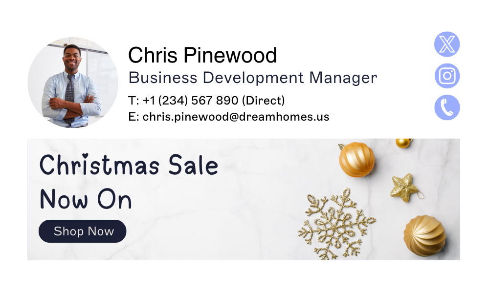 christmas email signature with a sales banner