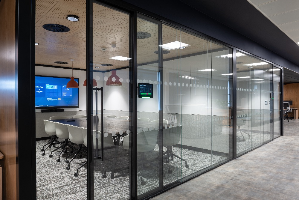 glass partitioning in an office