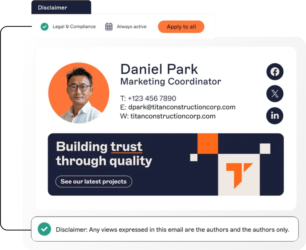 Maintain security and compliance at scale with email signatures