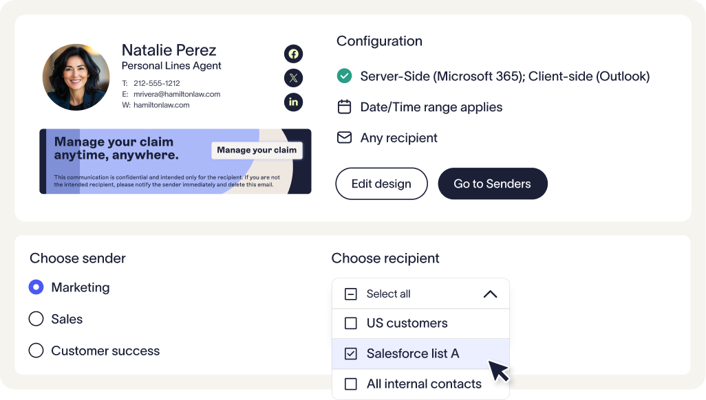 server and client side email signature managment