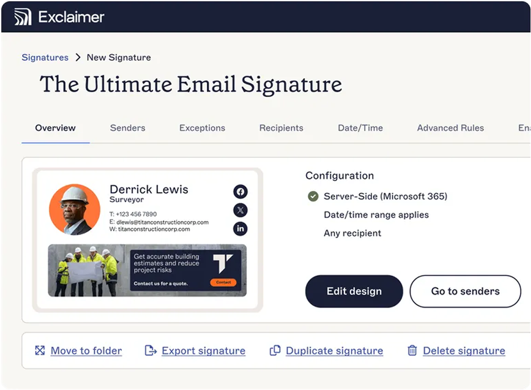 Centralized, automated, secure email signatures with Exclaimer