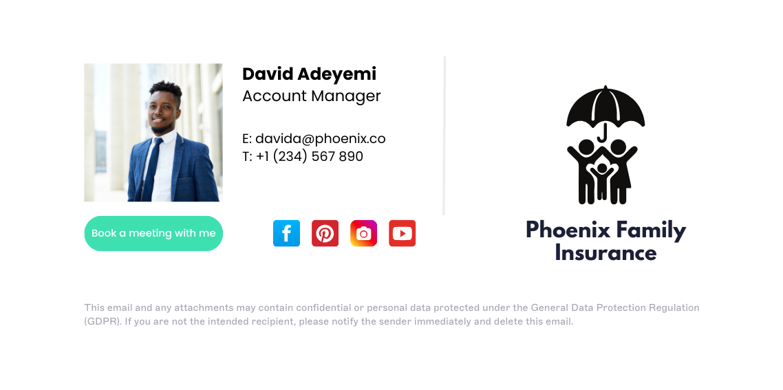 professional signature for email with social media icons