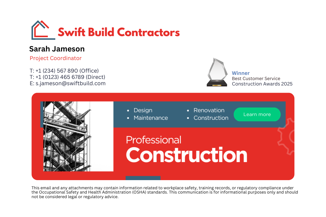 professional email signature with award image