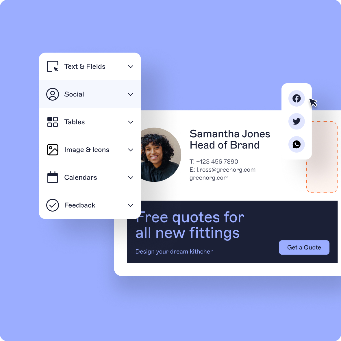 html email signature with social icons highlighted