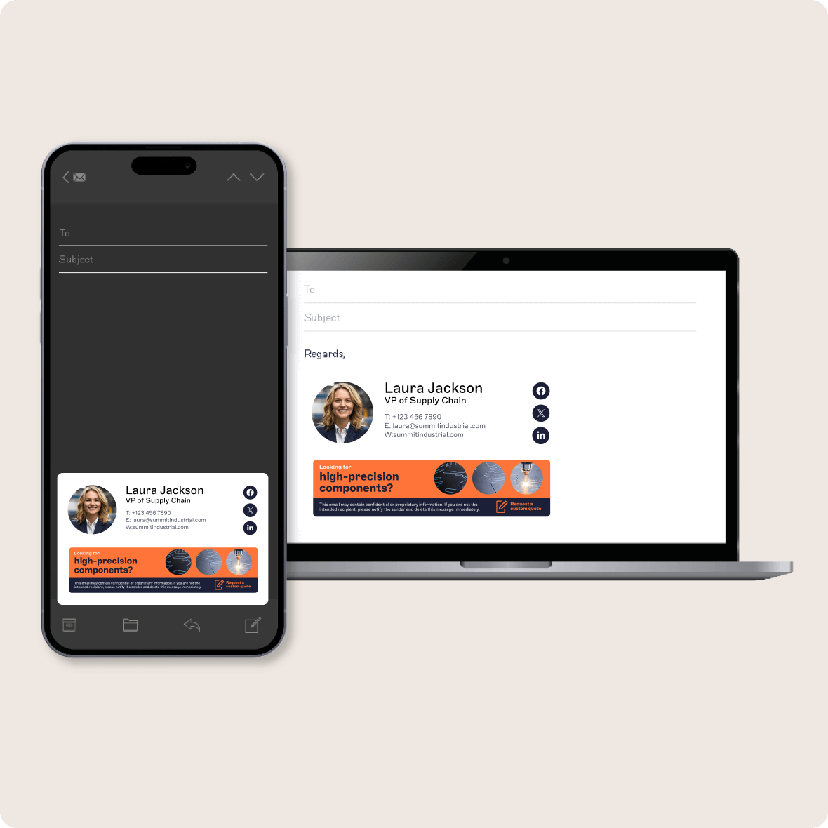 email signature on iPhone and laptop