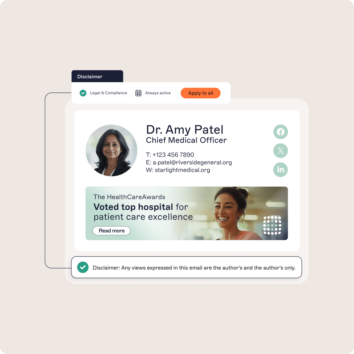 hipaa email signature created in exclaimer