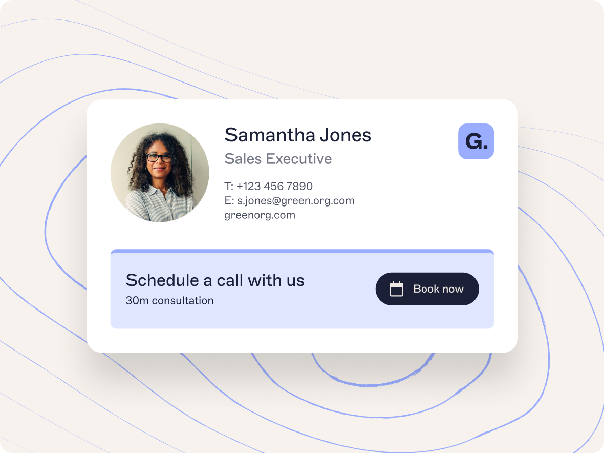email banner with booking link