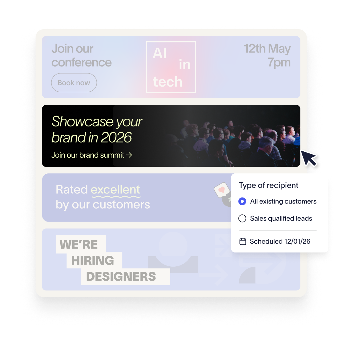 Different email signature bannerr examples to be scheduled