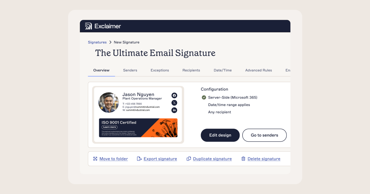 email signature design in exclaimer