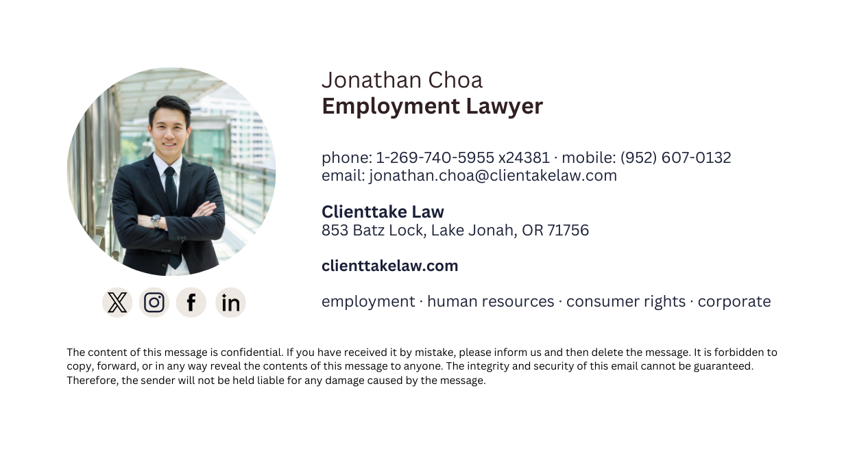 employment lawyer email signature