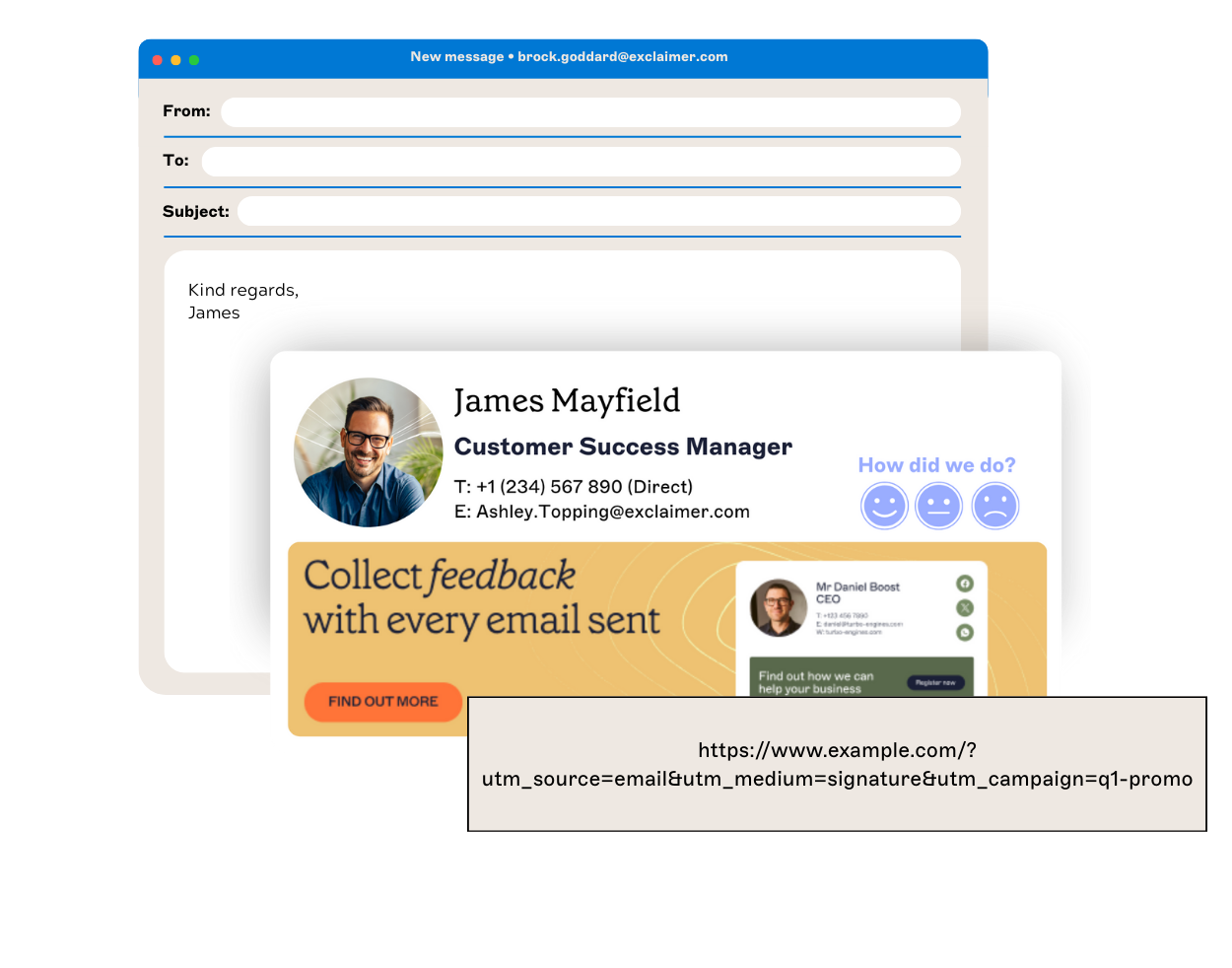 email signature template showing utm parameters