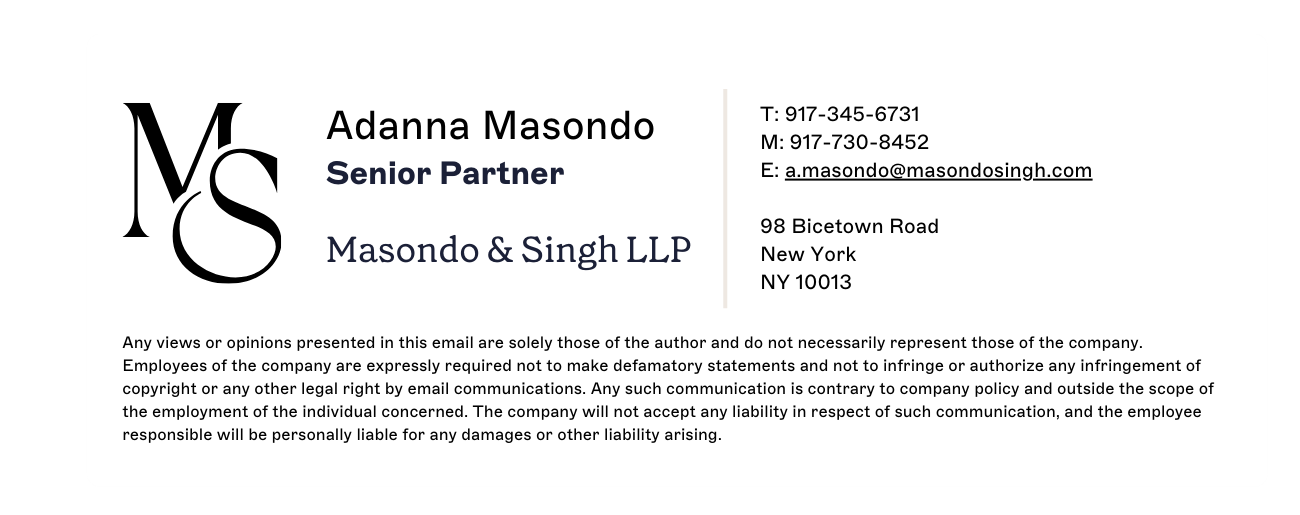 law firm email signature with legal disclaimer