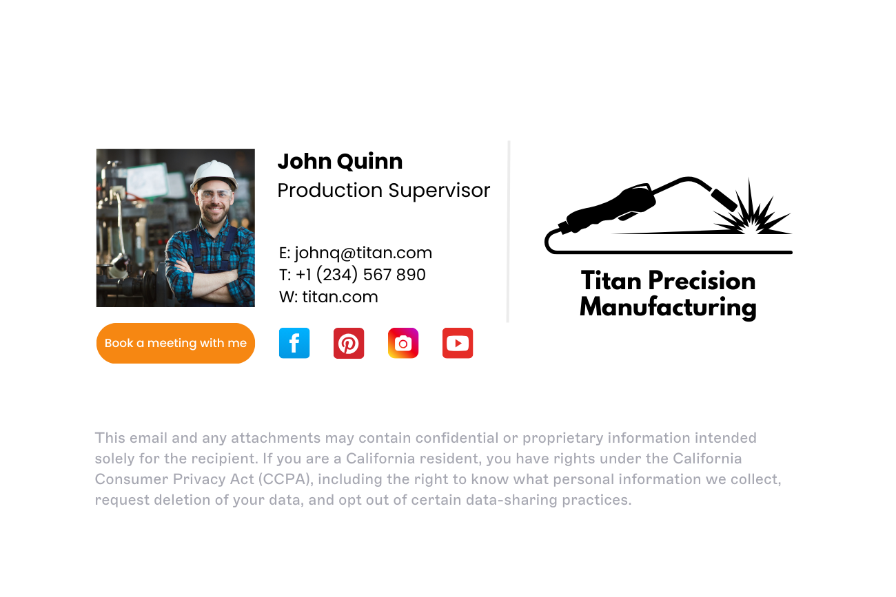 manufacturing email signature