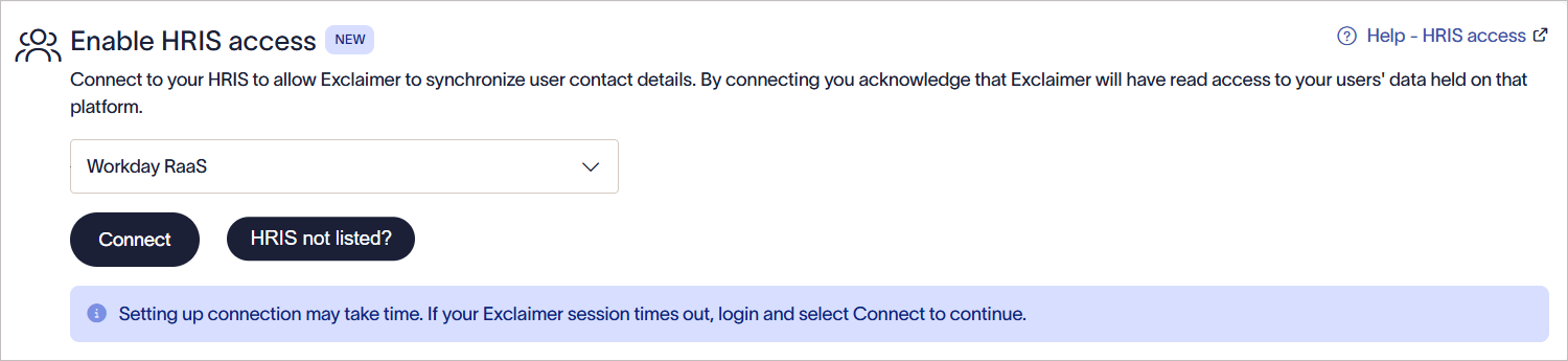 enable HRIS access in Exclaimer