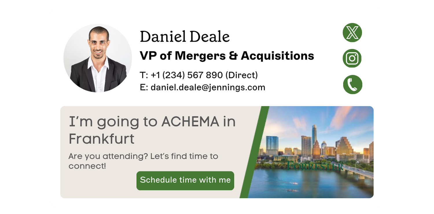 email signature template with photo and banner with meeting link