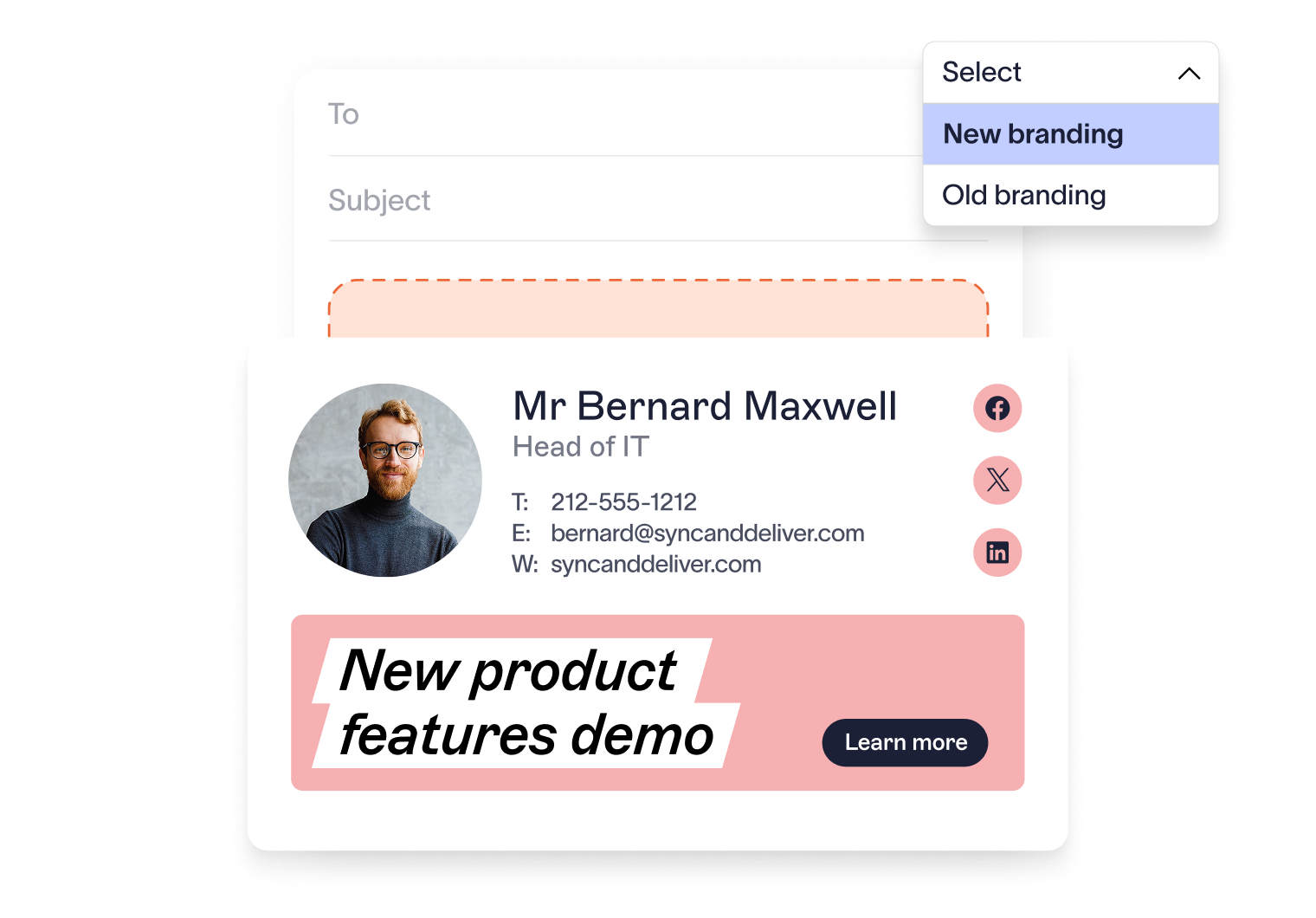 Email template design highlighting a rebrand