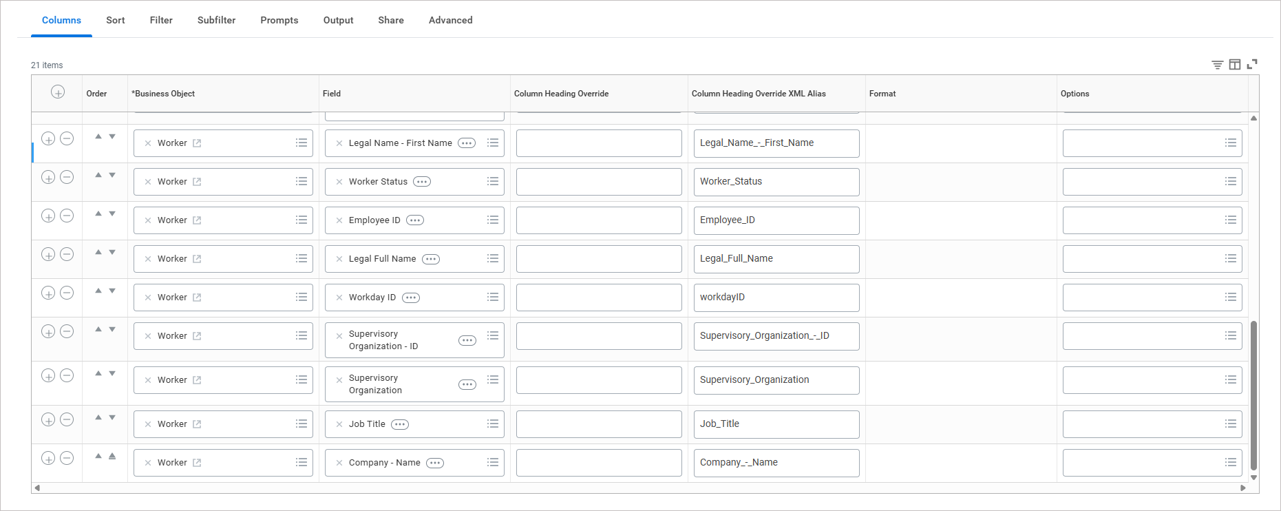 Workday RaaS fields to use in Exclaimer
