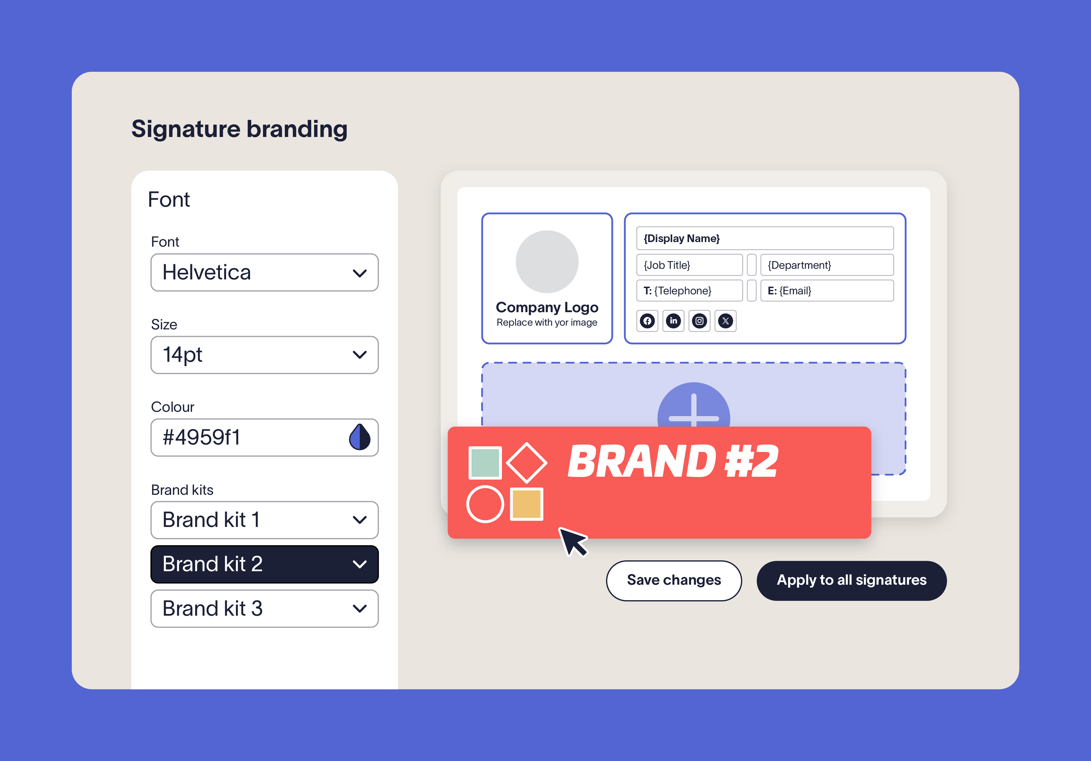 brand kits settings in exclaimer
