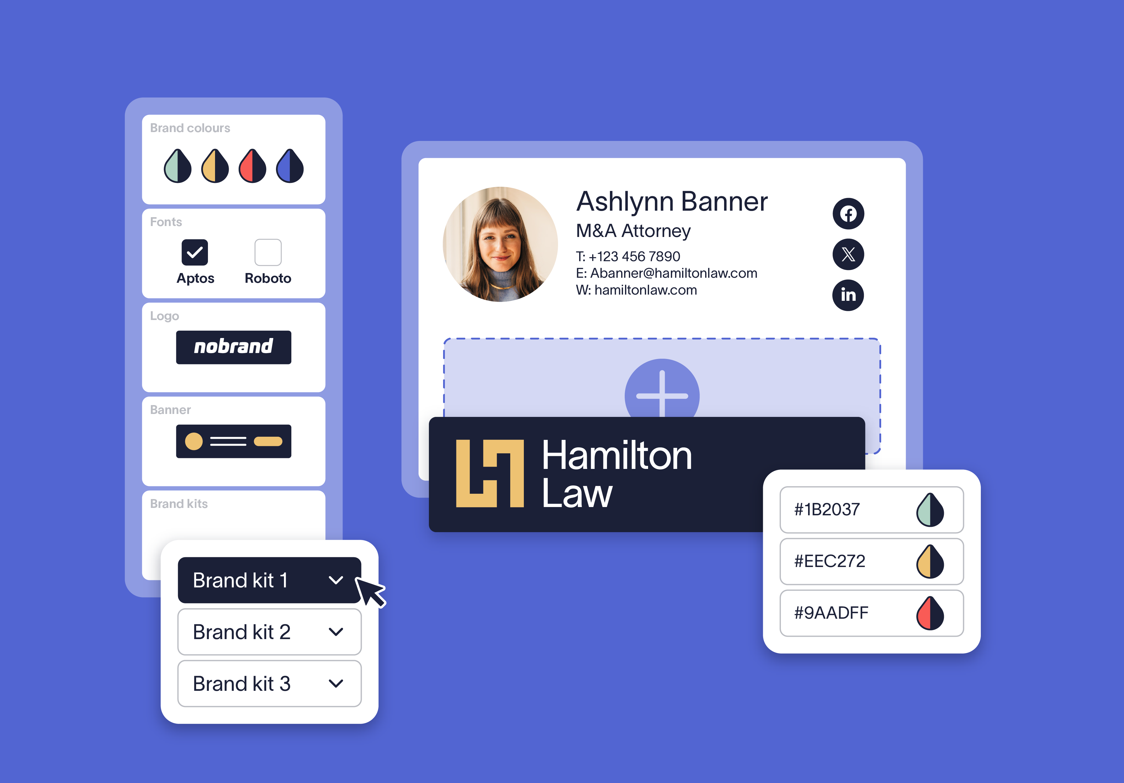 using different brand kits with email signatures