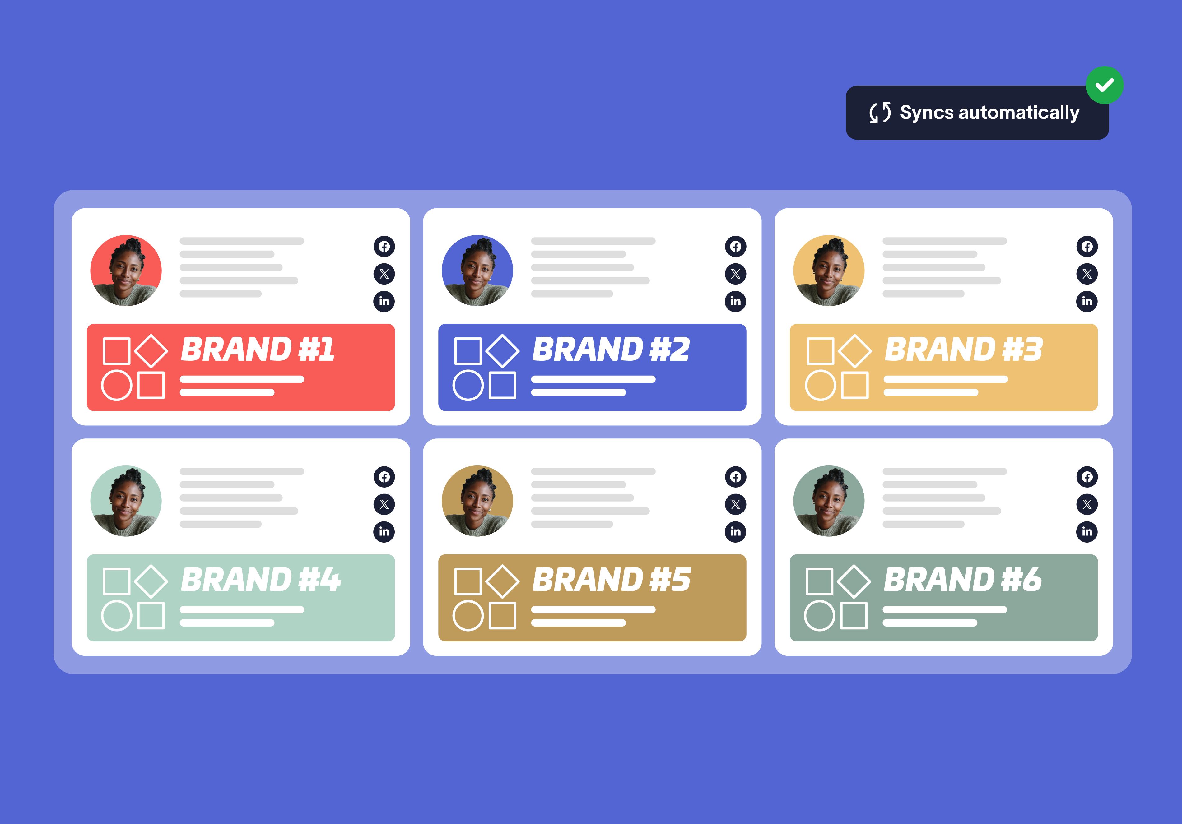 brand kits used for email signatures for different brands