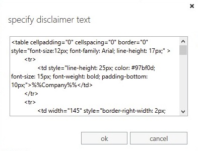 office 365 disclaimer function