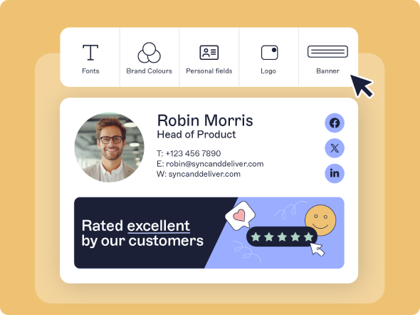signature d'email avec des éléments ajoutés