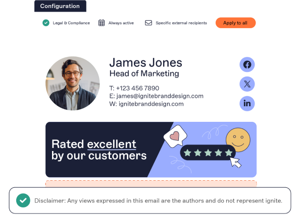 email signature template focusing on the disclaimer text