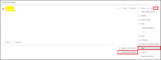 Voir les détails du message dans Outlook 365