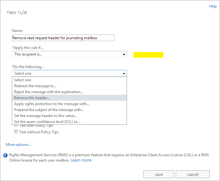 office 365 transport rule example