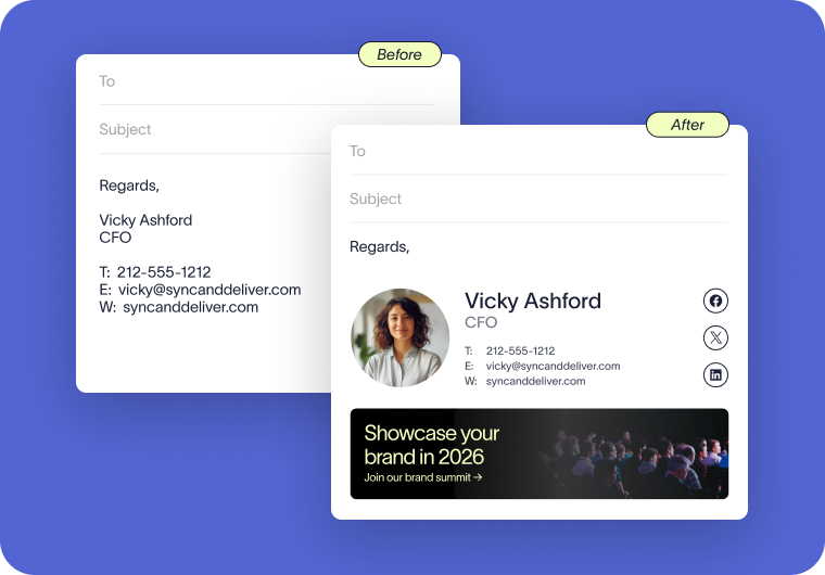 before and after using an email signature management solution
