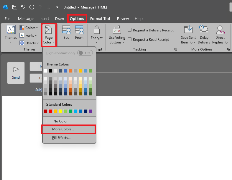 Hintergrundfarbe in Outlook ändern