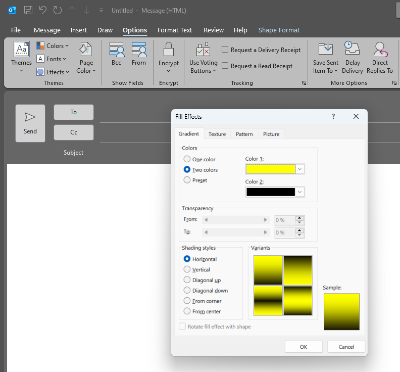 Fülleffekte in Outlook