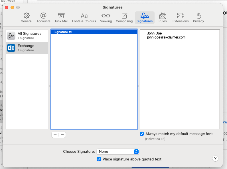 Basic Mac email signature example