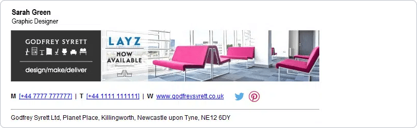 Promotional banner in email signature example