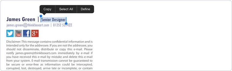 copy the signature to iPhone
