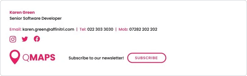 Business email signature for Senior Software Developer