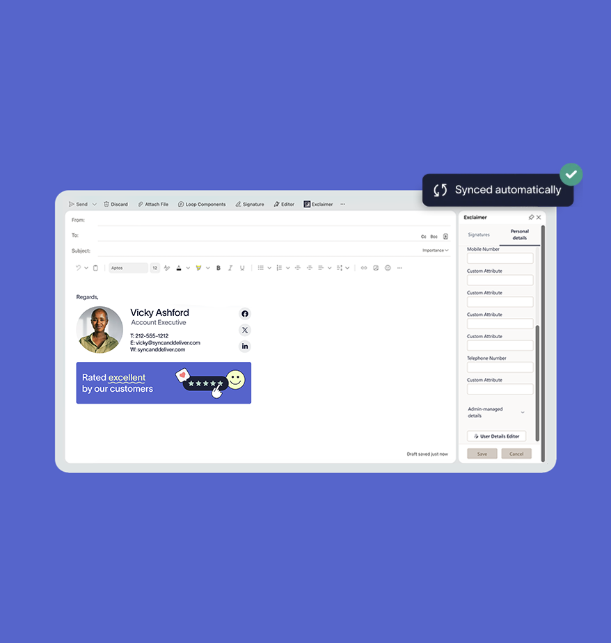 user details editor in outlook signature